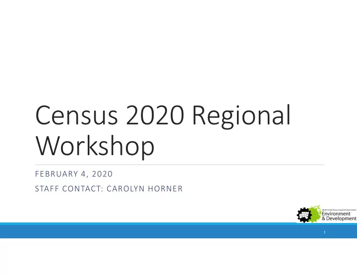 census 2020 regional workshop