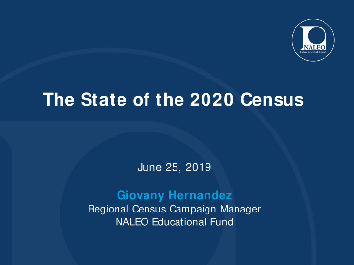 the state of the 2020 census