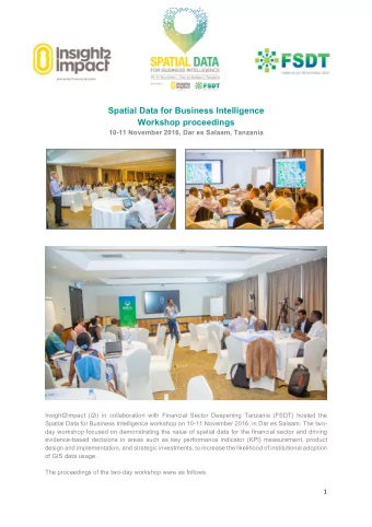 Spatial Data for Business Intelligence  Workshop proceedings  10-11 November 2016, Dar es Salaam,