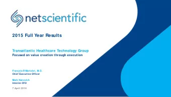 2015 Full Year Results  Transatlantic Healthcare Technology Group  Focused on value creation