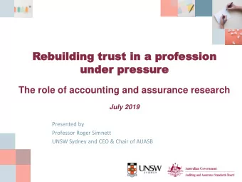 Rebu  buil  ildin  ding  g tr  trust  ust in a  in a pr  prof  ofession  ession  un  unde  der  r