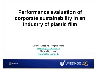 Performance evaluation of  corporate sustainability in an  i d  industry of plastic film  t  f  l