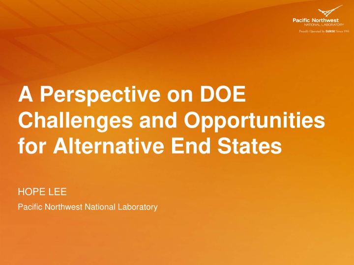 a perspective on doe challenges and opportunities for