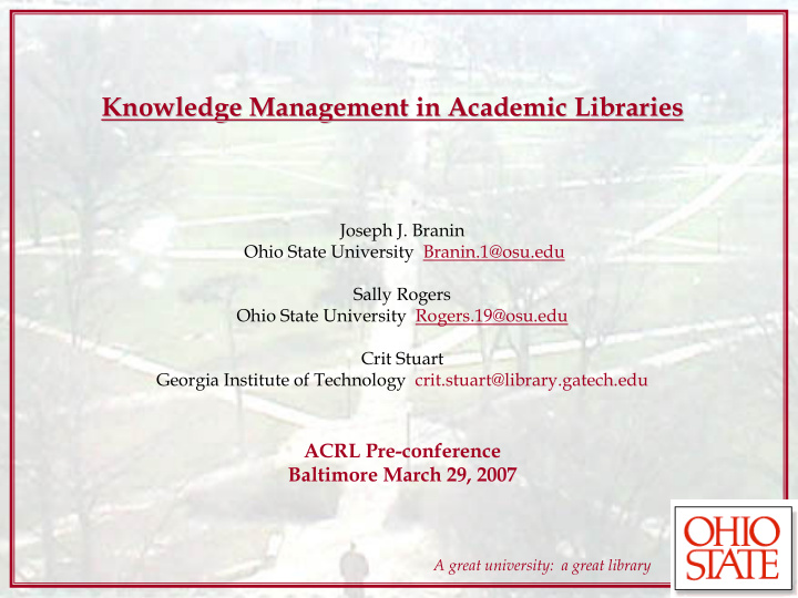 knowledge management in academic libraries knowledge