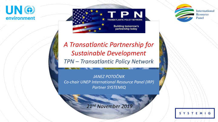 a transatlantic partnership for sustainable development