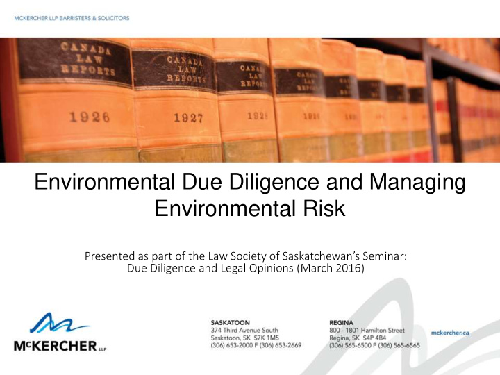 environmental due diligence and managing