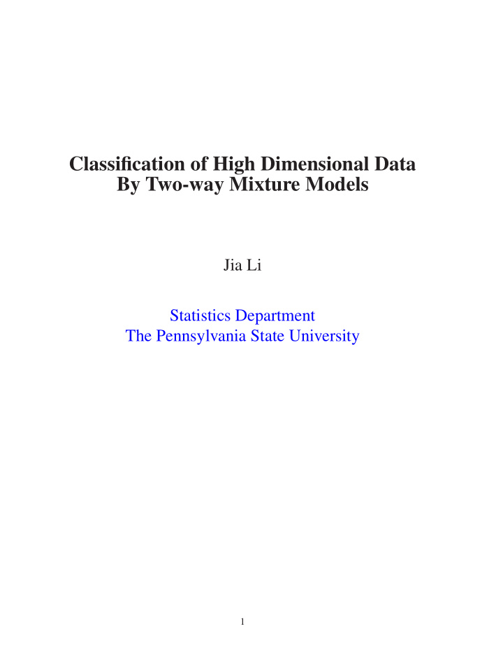 classification of high dimensional data by two way