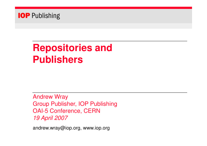 repositories and p bli h publishers