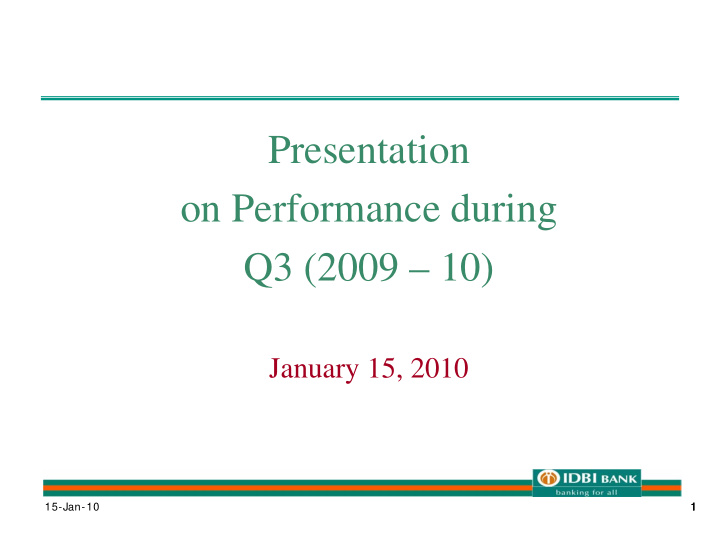 presentation on performance during q3 2009 10