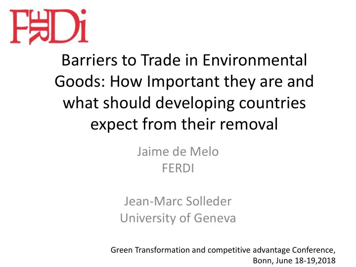 barriers to trade in environmental
