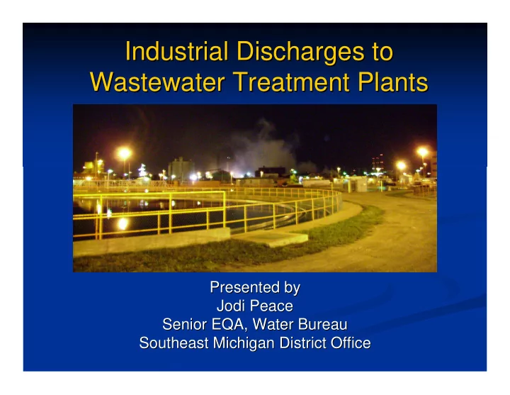 industrial discharges to industrial discharges to