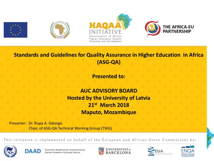 standards and guidelines for quality assurance in higher