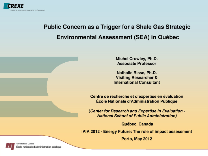public concern as a trigger for a shale gas strategic