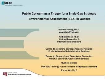 Public Concern as a Trigger for a Shale Gas Strategic  Environmental Assessment (SEA) in Qubec
