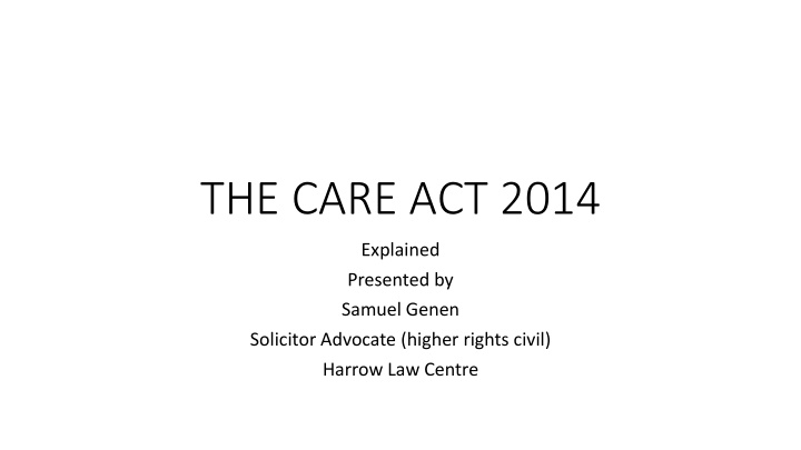 the care act 2014