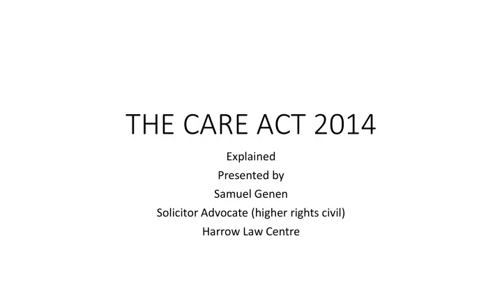 the care act 2014