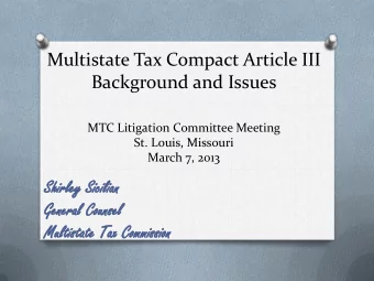 History  1957  UDITPA (Uniform Law Commission)  1959  Northwestern States Portland