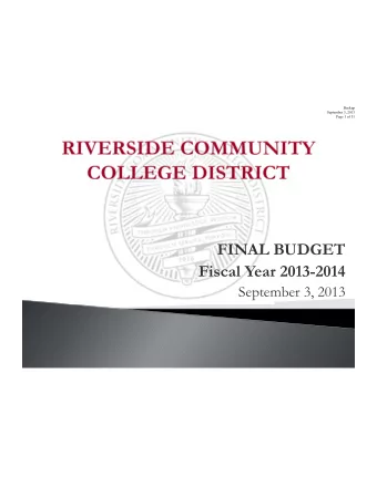 FINAL BUDGET  Fiscal Year 2013-2014  September 3, 2013  Backup  September 3, 2013  Page 2 of 31  FY