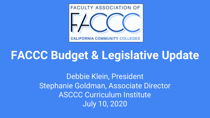 faccc budget legislative update