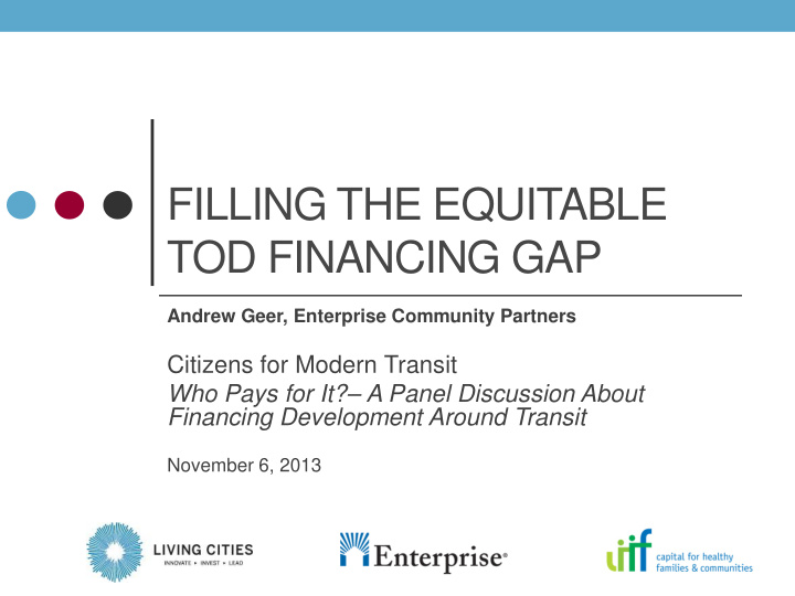 filling the equitable tod financing gap