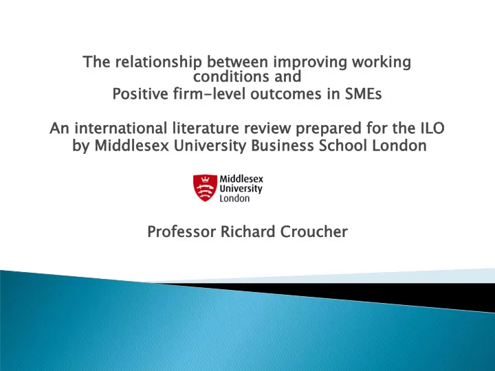 profes essor or richard hard croucher cher to review the