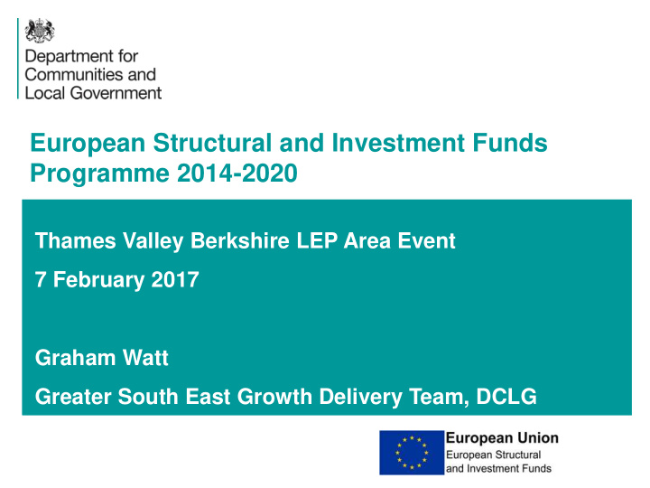 european structural and investment funds programme 2014