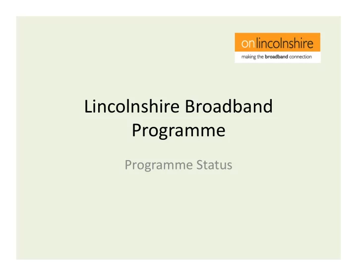 lincolnshire broadband programme
