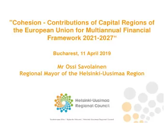 &quot;Cohesion - Contributions of Capital Regions of  the European Union for Multiannual Financial