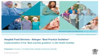 Hospital Food Services - Allergen Best Practice Guideline  Implementation of the Best