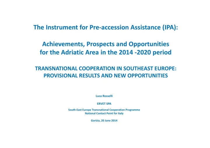 the instrument for pre accession assistance ipa