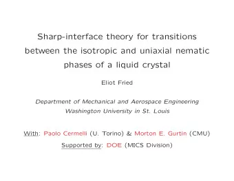 Sharp-interface theory for transitions  between the isotropic and uniaxial nematic  phases of a