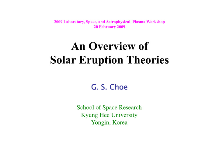 a an overview of o i f solar eruption theories solar