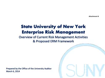 State University of New York  Enterprise Risk Management  Overview of Current Risk Management