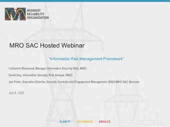 MRO SAC Hosted Webinar  Information Risk Management Framework  Catherine Sherwood, Manager