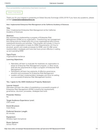 Your presentation submission has been received  PRINT THIS PAGE  Thank you for your interest in