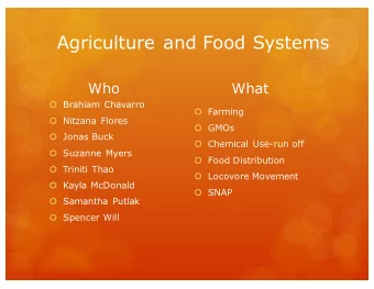 Agriculture and Food Systems  Who  What  Brahiam Chavarro  Farming  Nitzana Flores