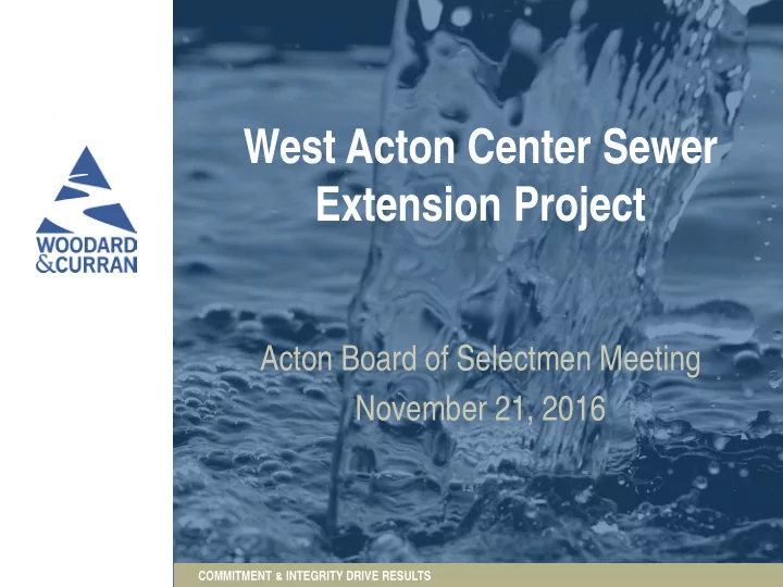 west acton center sewer extension project