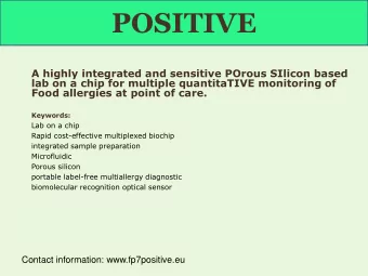POSITIVE  A highly integrated and sensitive POrous SIlicon based  lab on a chip for multiple