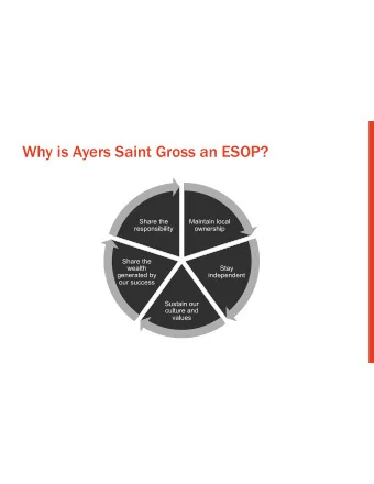 Why is Ayers Saint Gross an ESOP?  People and Culture  We are an employee owned design firm.