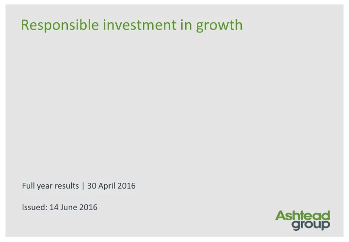 responsible investment in growth