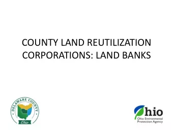 COUNTY LAND REUTILIZATION  CORPORATIONS: LAND BANKS  What is a Land Bank?  Land banks are public