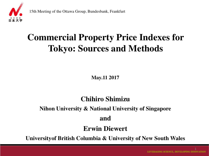 commercial property price indexes for tokyo sources and