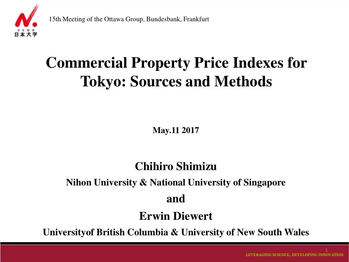 commercial property price indexes for tokyo sources and
