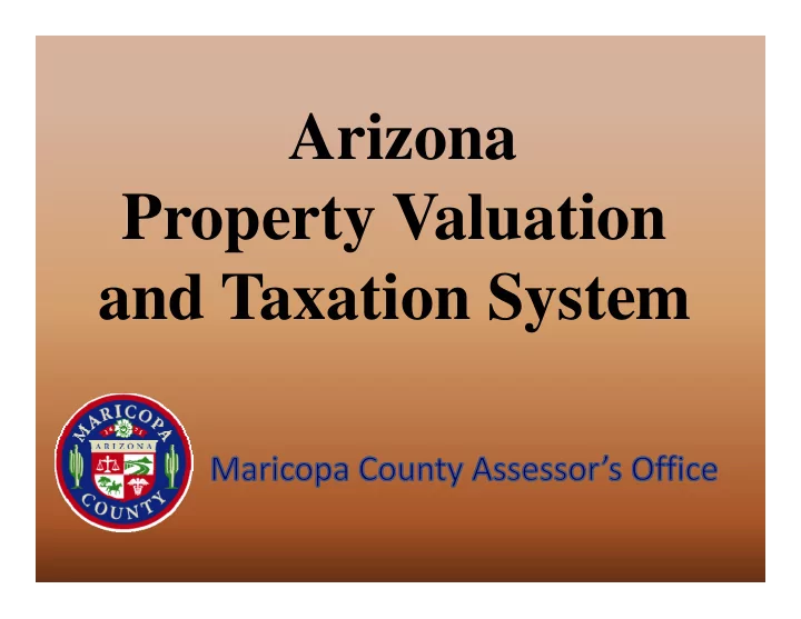 a i arizona property valuation and taxation system
