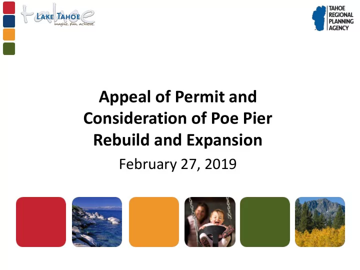appeal of permit and consideration of poe pier rebuild