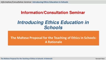 Introducing Ethics Education in Schools  The Maltese Proposal for the Teaching of Ethics in