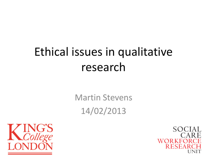 ethical issues in qualitative research