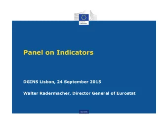 Panel on Indicators  DGINS Lisbon, 24 September 2015  Walter Radermacher, Director General of