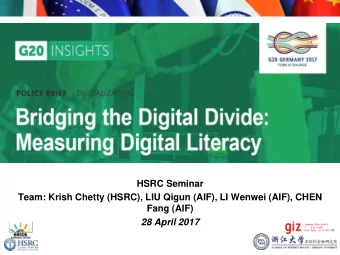 28 April 2017  Contents  What is Digital Literacy  Multi-Dimensional Digital Literacy Index