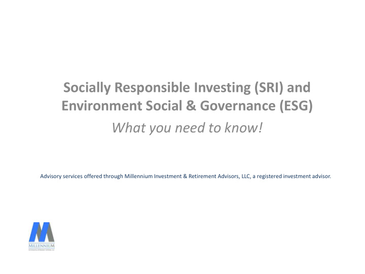 socially responsible investing sri and environment social